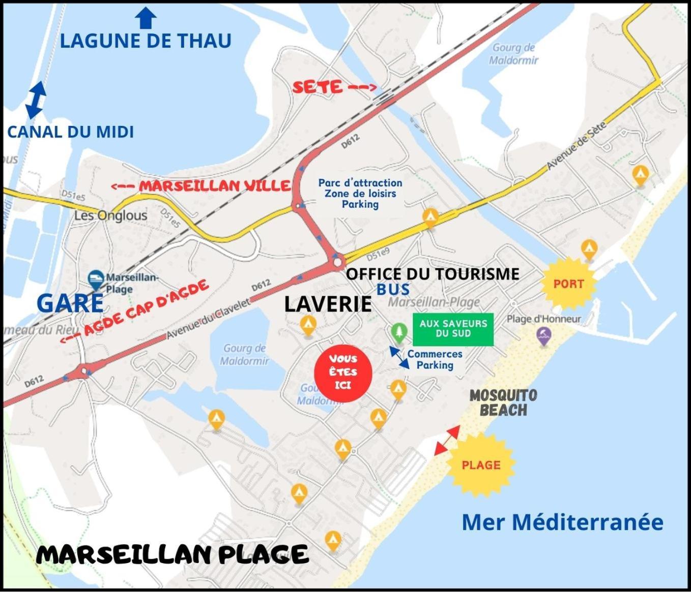 Residence Le Sunset Marseillan-Plage, Entre Mer Et Lagune De Thau, Etape Velo, Famille, Couple, Vrp, Toutou Admis, Jardin, Parking Prive Gratuit, Velos, Clim, Wifi Fibre Gratuite, Commodites, Plage Et Piste Cyclable A Proximite, 6 Couchages Nous Cont Exteriér fotografie